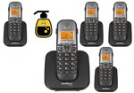 Ficha técnica e caractérísticas do produto Kit Aparelho Telefone Fixo Sem Fio de Mesa com 4 Ramal Bina - Intelbras