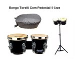 Ficha técnica e caractérísticas do produto Kit Bongo Torelli Preto Tb010 + Pedestal Hpb01 + Capa
