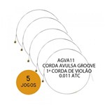 Ficha técnica e caractérísticas do produto KIT C/ 5 Primeiras Cordas Avulsas Groove P/ Violão Aço e (M) AGVA 0.011 - EC0018K5 - Groove Strings