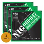 Ficha técnica e caractérísticas do produto KIT C/ 3 Encordoamentos NIG N420 P/ Violão Aço 10/47 - EC0238K3 - Nig Strings
