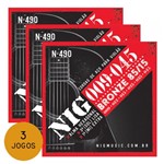 Ficha técnica e caractérísticas do produto KIT C/ 3 Encordoamentos NIG N490 P/ Violão Aço 9/45 - EC0198K3 - Nig Strings