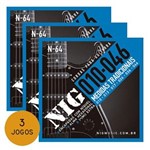 Ficha técnica e caractérísticas do produto KIT C/ 3 Encordoamentos NIG N64 P/ Guitarra Tradicional 10/46 - EC0074K3