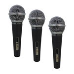 Kit C/ 3 Microfones CSR HT48 Dinâmico P/ Vocal Voz Similar SM58