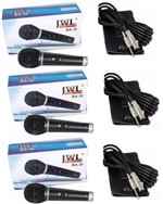 Kit C/ 3 Microfones JWL BA30 com Fio Dinâmico BA-30