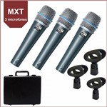 Ficha técnica e caractérísticas do produto KIT C/ 3 Microfones MXT Dinâmico PRO BTM-57A C/ Maleta e Cachimbo - AC1696
