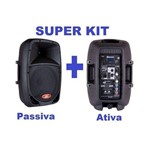 Ficha técnica e caractérísticas do produto Kit Caixa Ativa 10" USB, Bt, Sdcard + Passiva 10" 120 Wrms Llaudio - Donner