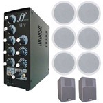 Ficha técnica e caractérísticas do produto Kit 2 Caixa Branca + 6 Arandela Embutir + Amplificador