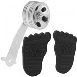 Ficha técnica e caractérísticas do produto Kit Capa Premium Logo VW Foot Pedal Freio Embreagem Cor Preta Pedal Rolo Billet - Bunnitu - Peças Clássicas