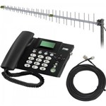 Kit Telefone Celular Fixo Proks-50100 + Antena Pqag-4015 + Cabo 12mm Proks-5040 Preto Proeletronic