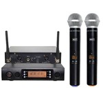 Kit com 02 Microfones Sem Fio Duplo Digital Uhf Profissional UHF 628M - Mxt