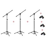 Ficha técnica e caractérísticas do produto Kit com 03 Pedestais com Cachimbos para 01 Microfone - Vector