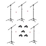 Ficha técnica e caractérísticas do produto Kit com 05 Pedestais com Cachimbos para 01 Microfone - Vector