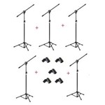 Ficha técnica e caractérísticas do produto Kit com 05 Pedestais Suportes Microfone - Vector