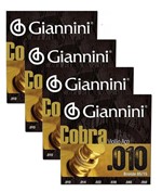 Ficha técnica e caractérísticas do produto Kit com 4 Encordoamento Giannini Cobra 010 para Violão Aço