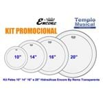 Ficha técnica e caractérísticas do produto Kit com 4 Peles 10'' 12'' 14'' e 16'' Encore By Remo Hidráulica Pinstripe Transparente para Tons