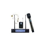 Kit com Dois Microfones Sem Fio TSI BR-8000-CLI-UHF e Receptor Duo-4 Diversity