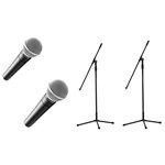 Ficha técnica e caractérísticas do produto Kit com Dois Microfones Shure Sm58 com Pedestal Reforçado