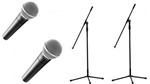 Ficha técnica e caractérísticas do produto Kit com Dois Microfones Shure SM58 com Pedestal Reforçado