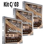 Ficha técnica e caractérísticas do produto Kit com 3 Jogo de Cordas para Violão Aço .010 Strinberg WS10