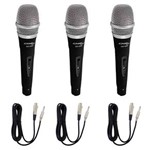 Ficha técnica e caractérísticas do produto Kit com 3 - Microfone Dinâmico Profissional + Cabos 4 Metros Performance Sound SC-226
