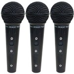 Ficha técnica e caractérísticas do produto Kit com 3 Microfone Leson Sm58 P4 Vocal Profissional - Blk