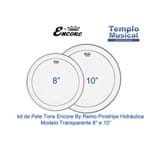 Ficha técnica e caractérísticas do produto Kit com 2 Peles 8'' 10'' Encore By Remo Hidraúlica Pinstripe Transparente para Tons