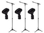 Ficha técnica e caractérísticas do produto Kit com 3 Suportes Pedestal para Microfone RMV PSU 090 + 3 Cachimbos