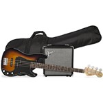 Ficha técnica e caractérísticas do produto Kit Contrabaixo Fender Squier Affinity PJ Bass Rumble 15 Brown Sunburst