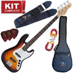 Kit Contrabaixo GB1 3TS/WH Jzz Bass Giannini Sunburst Escudo Branco Completo