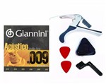 Ficha técnica e caractérísticas do produto Kit Corda Giannini Aço 0.09 Capotraste Encordoador Palhetas