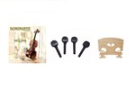 Ficha técnica e caractérísticas do produto Kit Cordas Violino Dominante + Cavalete + 4 Cravelhas 4/4