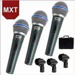 Kit de 3 Microfones de Mão Dinâmico MXT BTM-58A + Cabos