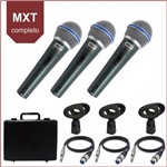 Ficha técnica e caractérísticas do produto Kit de 3 Microfones de Mão Dinâmico MXT BTM-58A + Cabos