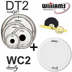 Ficha técnica e caractérísticas do produto Kit de Peles Williams - DT2 Duplo Filme Clear C/dot Central (10″/12″/14″/20″) + Pele(caixa) WC2 14"