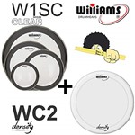 Ficha técnica e caractérísticas do produto Kit de Peles Williams - W1SC Filme Simples Clear C/anel Abafador (10″/12″/14″/20″)+ Pele(caixa) WC2 14″