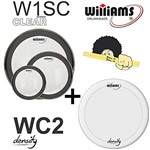 Ficha técnica e caractérísticas do produto Kit de Peles Williams - W1SC Filme Simples Clear C/anel Abafador (10″/12″/14″)+ Pele(caixa) WC2 14″