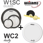 Ficha técnica e caractérísticas do produto Kit de Peles Williams – W1SC Filme simples clear c/ anel abafador (10/12/14)+ Pele(caixa) WC2 14