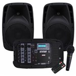 Ficha técnica e caractérísticas do produto Kit de Som Novik EVO 410 Bluetooth/USB/SD, 2 Caixas 300W RMS + Mesa 4 Canais + Microfone + Cabos
