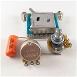 Ficha técnica e caractérísticas do produto Kit Elétrica Guitarra Tipo Telecaster Potenciômetros e Chave Alpha + Orange Drop TLA5 - Castelo Parts