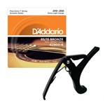 Ficha técnica e caractérísticas do produto Kit Encordoamento D'addario EZ900-B + Capotraste Dolphin Haste Longa Preta