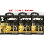 Ficha técnica e caractérísticas do produto Kit 3 Encordoamento Giannini Violão Aço 010