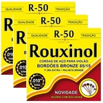 Ficha técnica e caractérísticas do produto Kit 3 Encordoamentos Violao Aco Inox Rouxinol R50 Com Bolinha