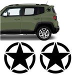 Ficha técnica e caractérísticas do produto Kit Estrela Militar para Coluna Jeep Renegade Adesivo Preto