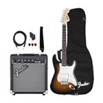 Ficha técnica e caractérísticas do produto Kit Fender Strat Pack - Guitarra Squier Affinity Strat Brown Sunburst - Acompanha Amplificador Gig Bag e Acessórios
