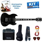 Ficha técnica e caractérísticas do produto Kit Guitarra Detroit Shelter DET305GB B Preta Cap. Dupla Mais que Música Heitor Castro