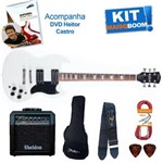 Kit Guitarra Detroit Shelter DET305GB W Branca Cap. Dupla Mais que Música Heitor Castro