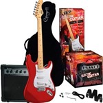 Ficha técnica e caractérísticas do produto Kit Guitarra Elétrica com Amplificador 110V Vermelha Skp