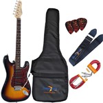 Ficha técnica e caractérísticas do produto Kit Guitarra Elétrica Strato G100 3TS/TT Sunburst Giannini + Cubo MG10