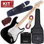 Ficha técnica e caractérísticas do produto Kit Guitarra Elétrica Strato Standart GM217 BK N Michael Completo