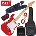 Ficha técnica e caractérísticas do produto Kit Guitarra Elétrica Strato Standart GM217 RD Michael Completo